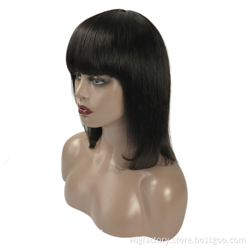 Short Bob Human Hair Bang Wig,Brazilian Hair Wigs Wholesale Prices,4x4 Remy Lace Wig bob